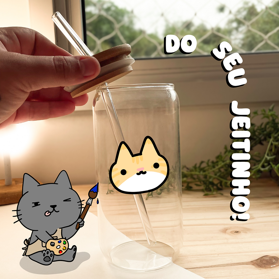 copo c/ canudo | PERSONALIZADO GATO