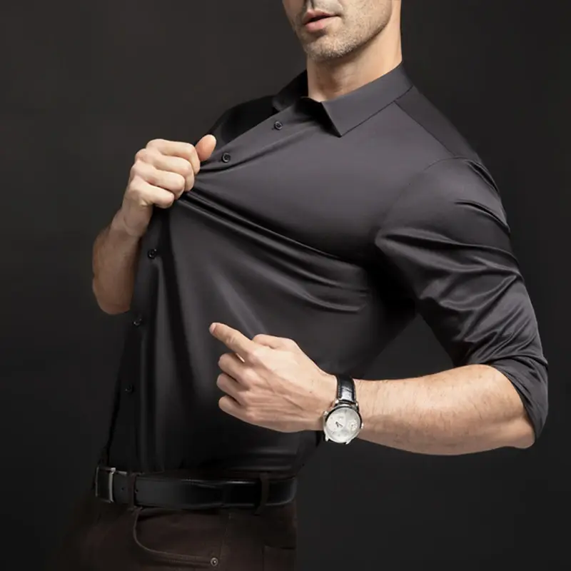 Thumbnail: Men's long sleeved wrinkle resistant business suit high-end suit solid color shi