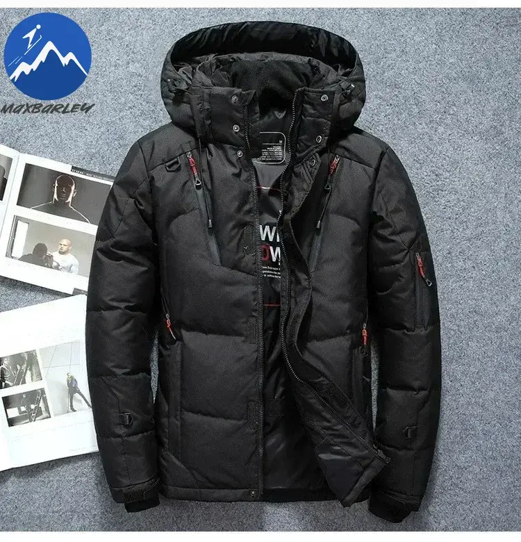 Thumbnail: -20 Degree Winter Men White Duck Down Jacket Thick Warm Snow Coat Male Hood Wind