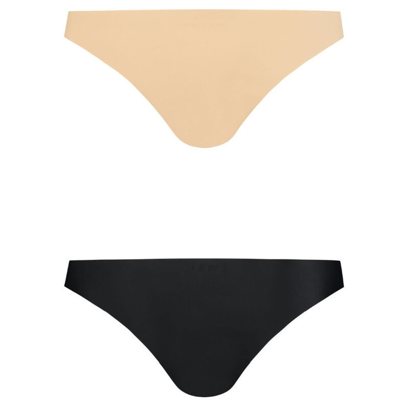 Thumbnail: 2 pack of seam free underwear in Nude and Black front view