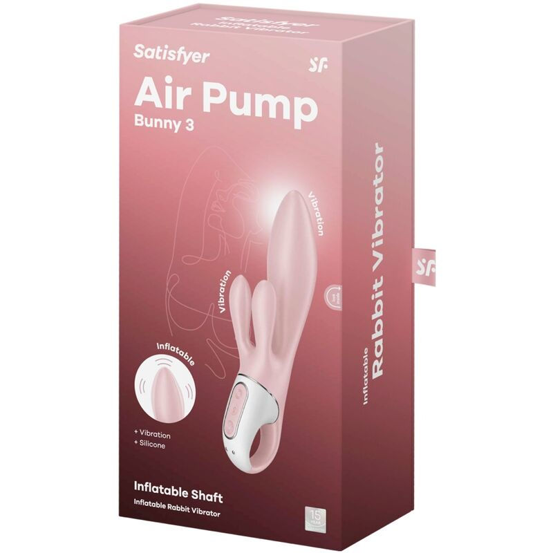 Thumbnail: SATISFYER - AIR PUMP BUNNY 3 INFLATABLE RABBIT VIBRATOR PINK