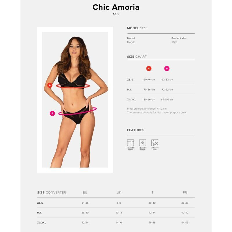 Thumbnail: OBSESSIVE - CHIC AMORIA SET 2 PIECES SIZE CHART