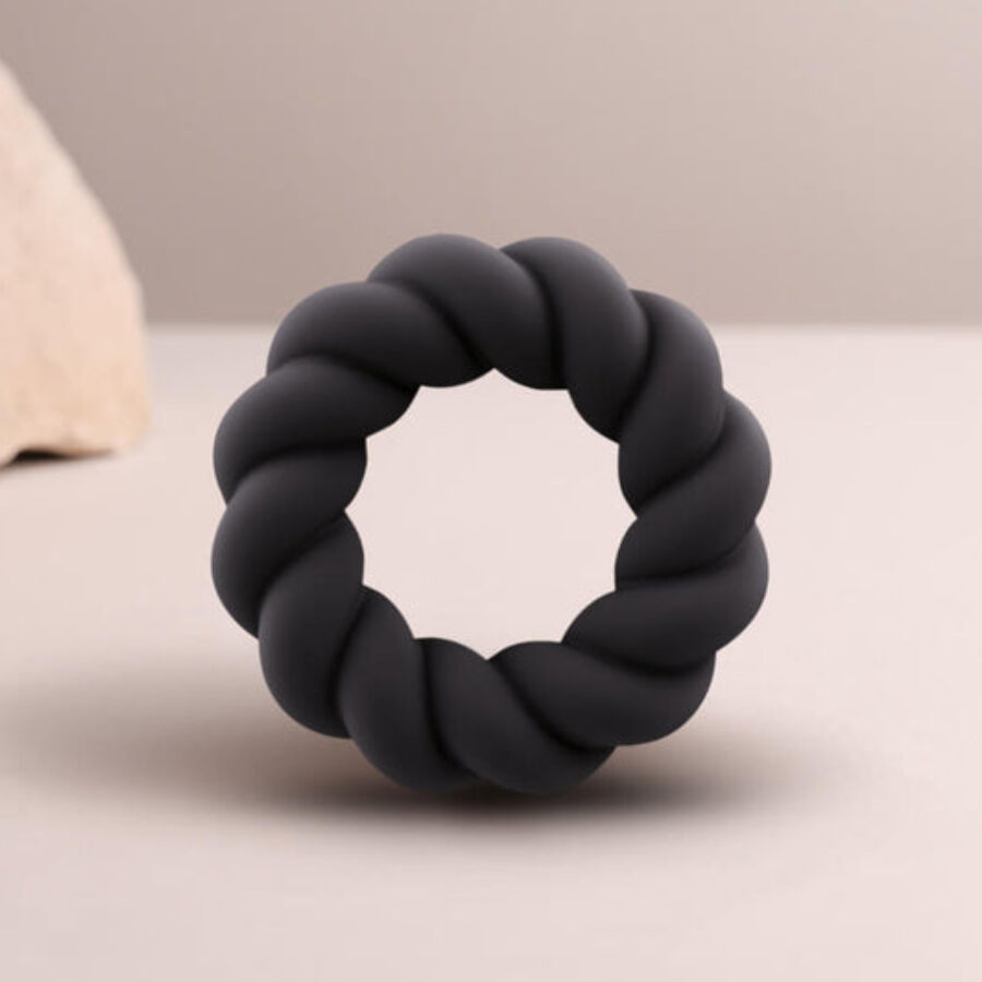 Thumbnail: Rocks-Off - Twist Black Silicone Cock Ring