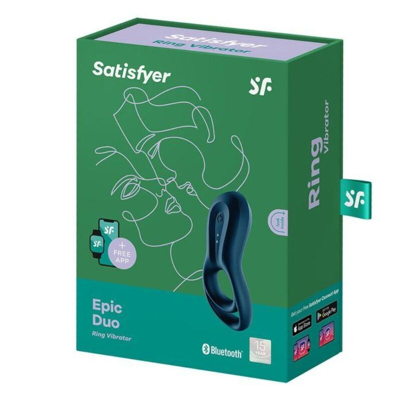 Thumbnail: SATISFYER EPIC DUO RING VIBRATOR APP - BLUE