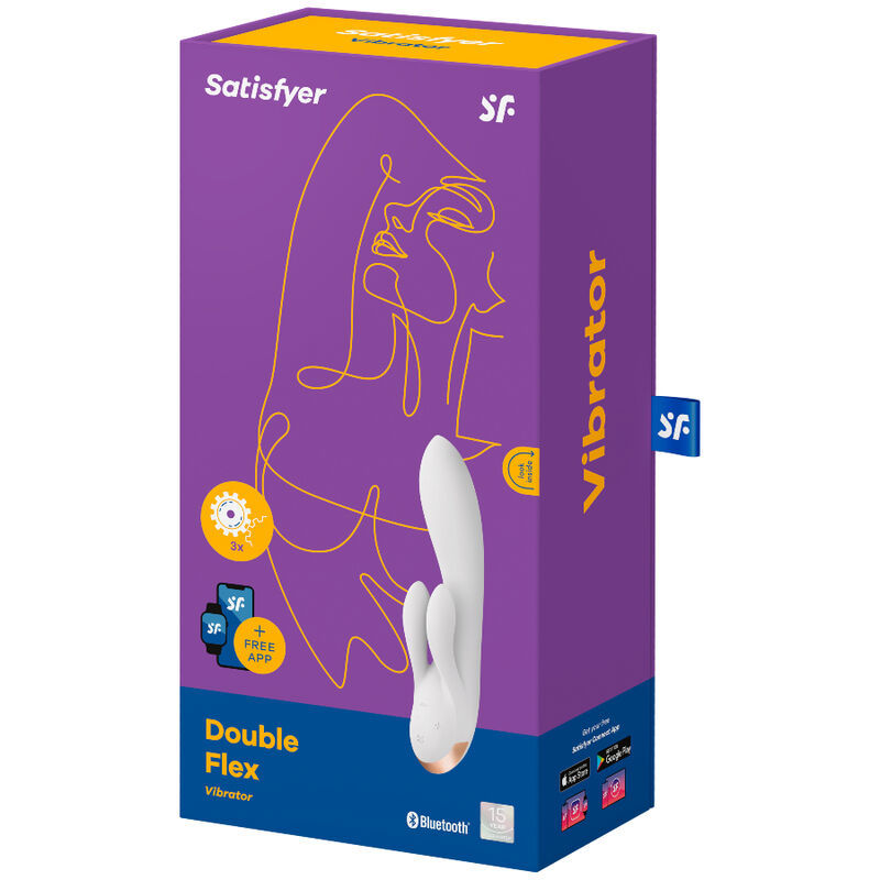 Thumbnail: SATISFYER DOUBLE FLEX VIBRATOR APP - WHITE