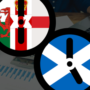 England, Wales and Northern Ireland Flag showing 6 and Scotland flag showing 5