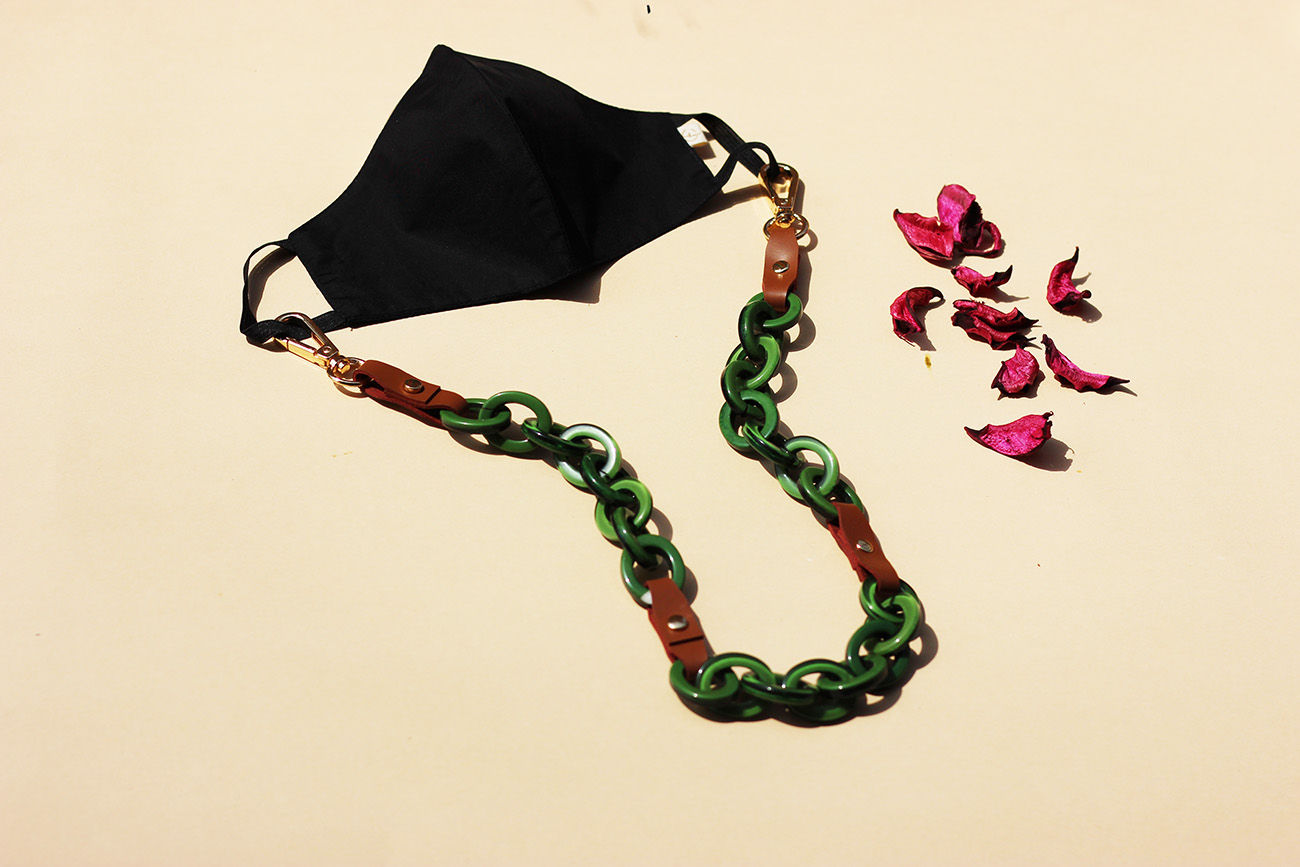 Mask Chain with Leather Detailing