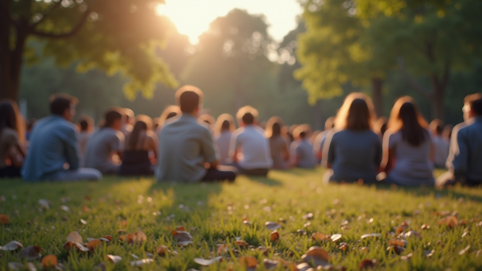 Eye-level view of a community gathering in a park