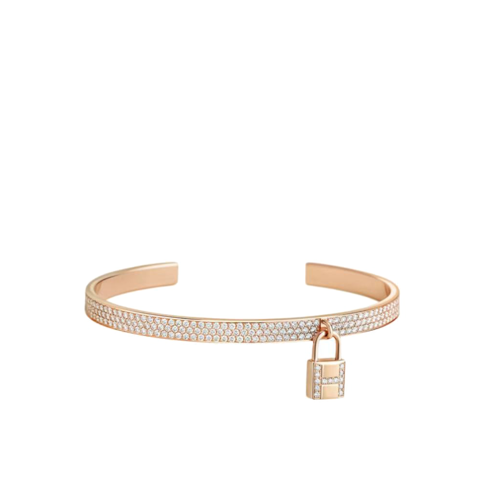 Hermès 18K Kelly Clochette Diamond H Bracelet rosegold, SH