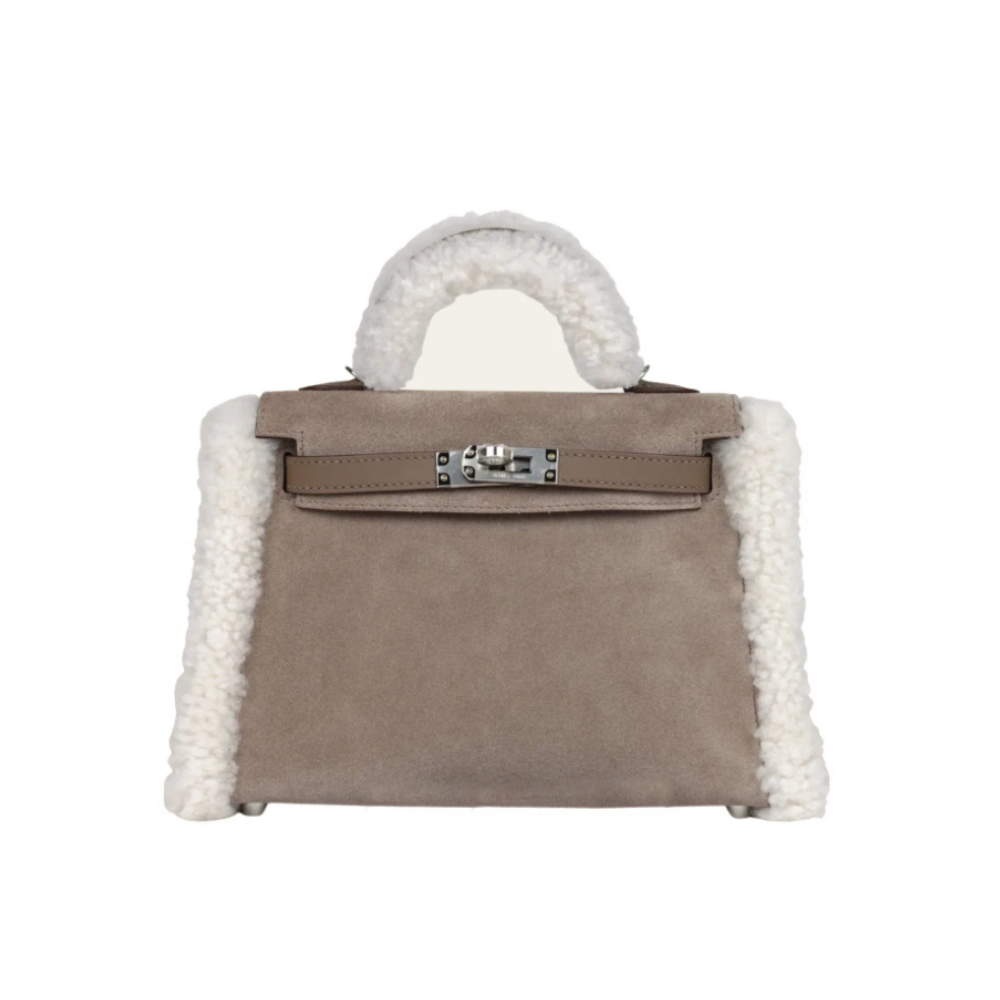 Hermès Kelly 20 Pluch Etoupe Grizzly Palladium Hardware Stamp W