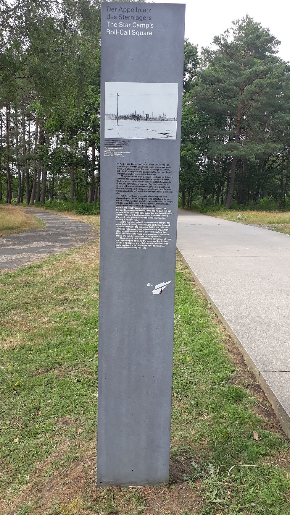 Roll-Call Square of the “Star Camp” (Sternlager), Bergen-Belsen Memorial. Prisoners were forced to assemble here for daily roll calls, often standing for hours under harsh conditions.