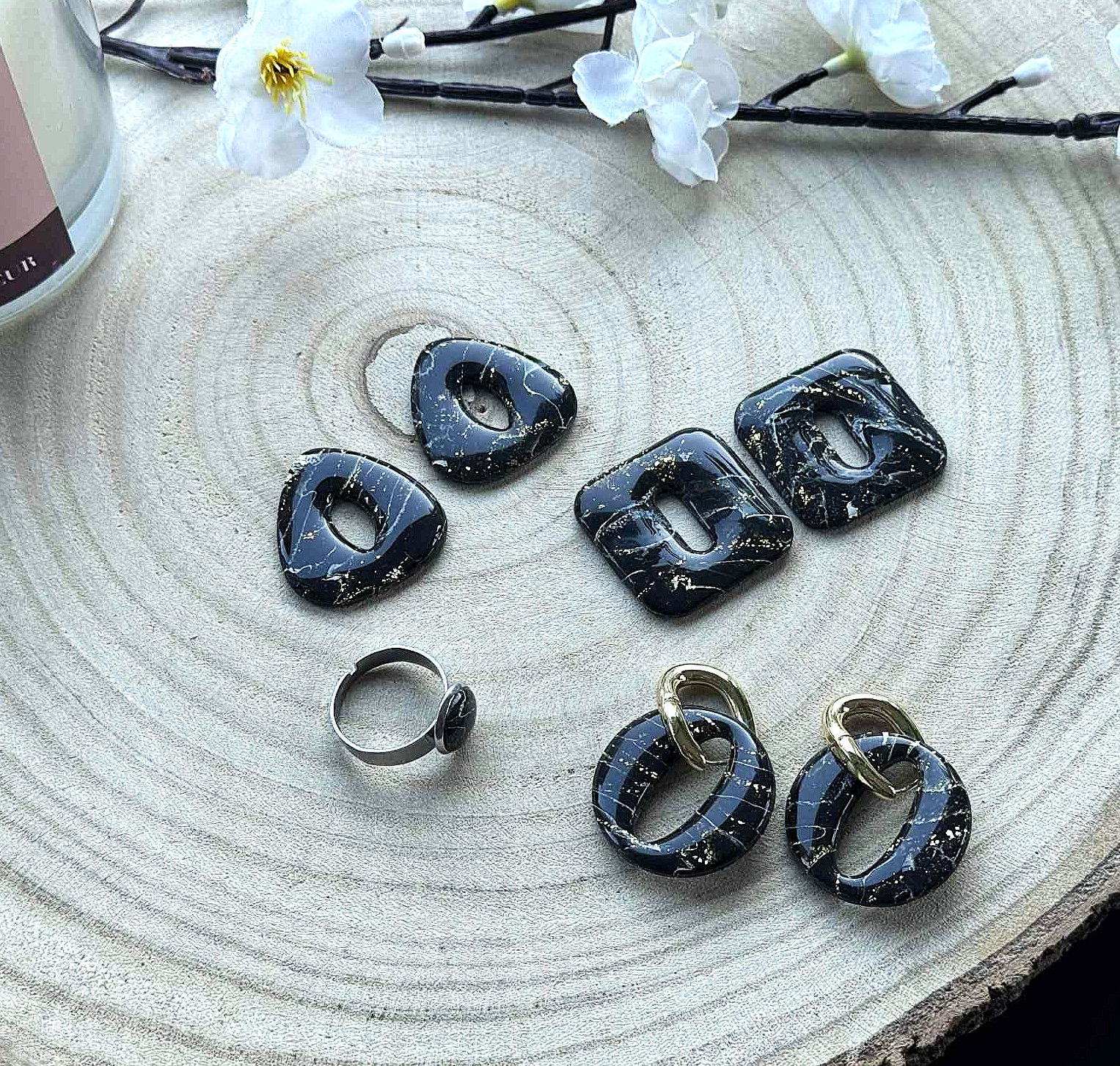 Marbrées noir & blanc & or