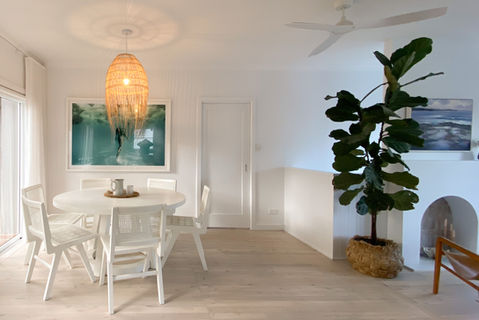 Coastal dining onto living room