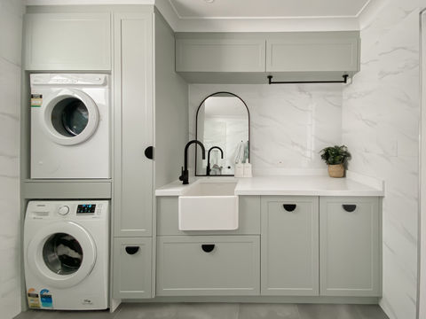 High quality laundry renovation with custom cabinetry