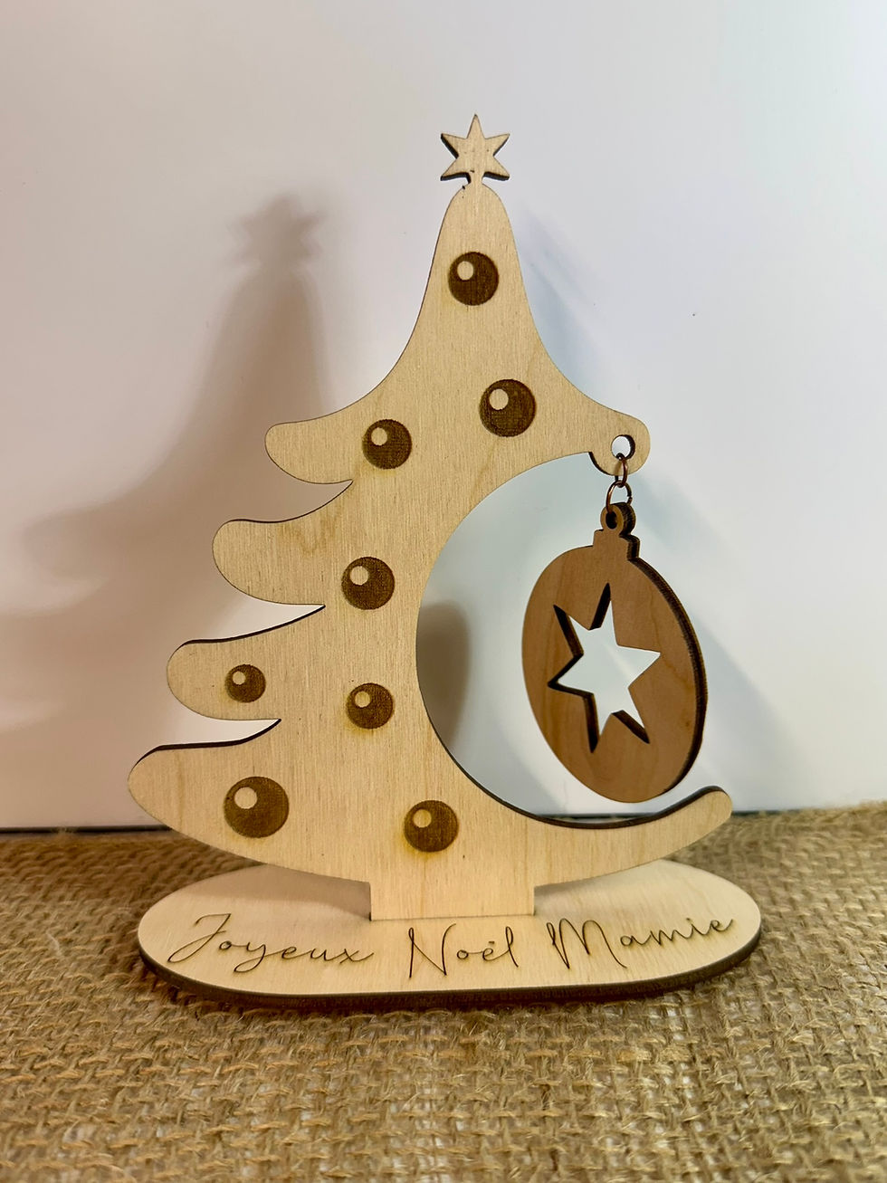 Miniature : Sapin de Noël en bois personnalisé Joyeux Noël Bonnes fêtes Merry Christmas