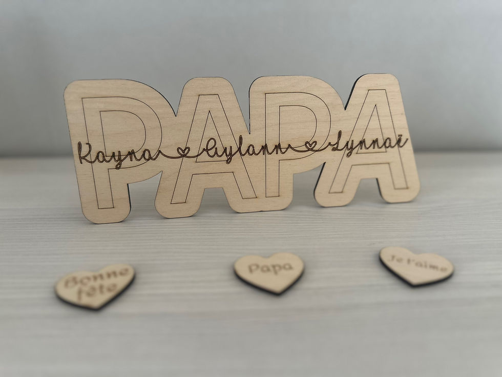 Mot en bois personnalisé avec prénoms PAPA