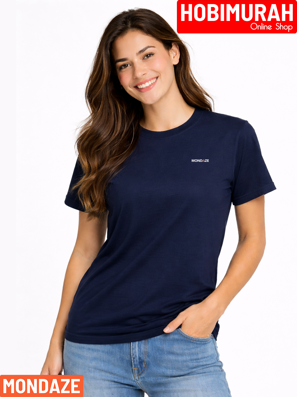 LOGO Mondaze - Kaos ONeck 20s - NAVY - Wanita