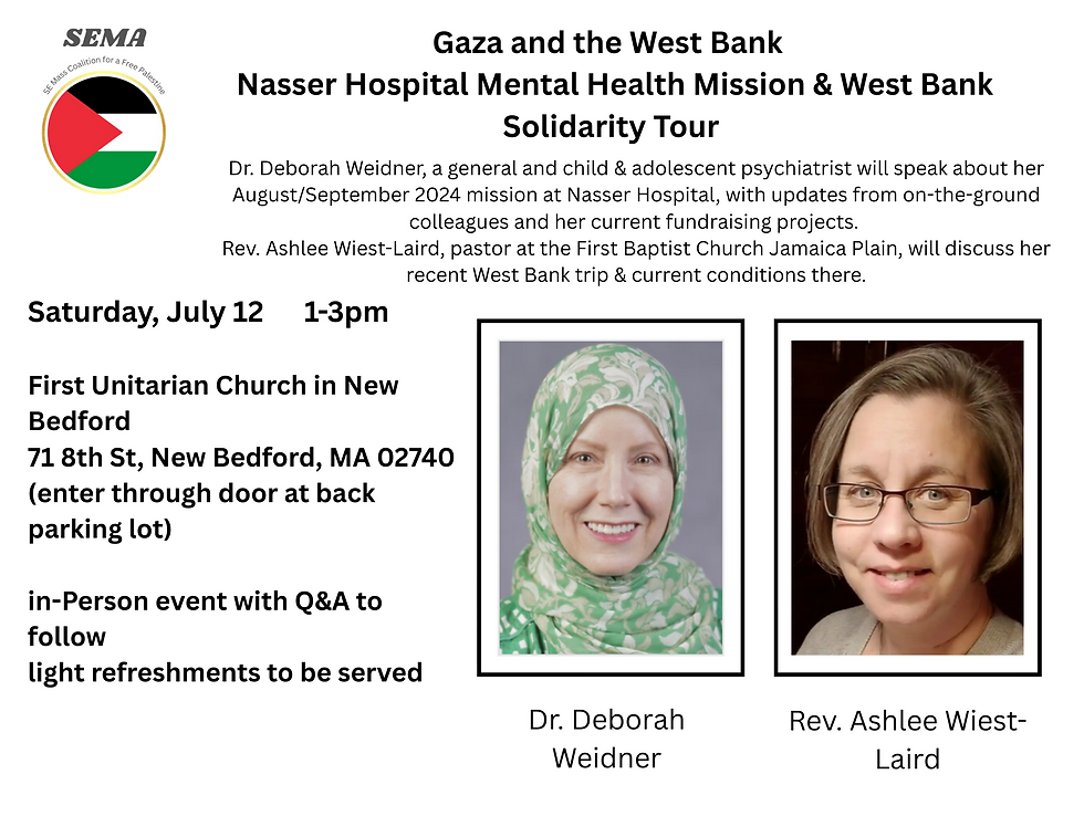 SEMA Coalition for a Free Palestine: Gaza & the West Bank