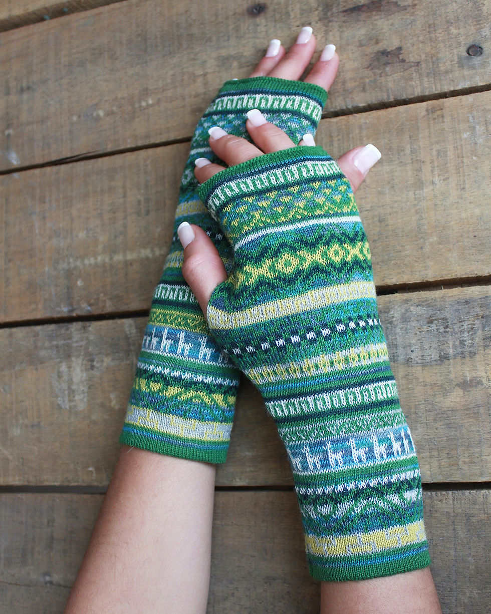 Miniatura: Mittens jacquard multy color baby alpaca knit gloves Qaytu Collection
