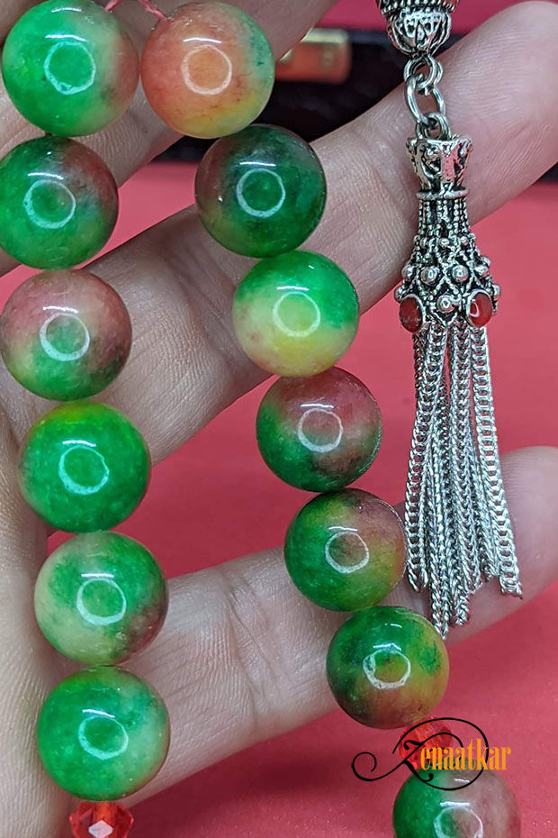 Küçük resim: 12mm küre taneli YEŞİM Taşından EFE BOY Tesbih