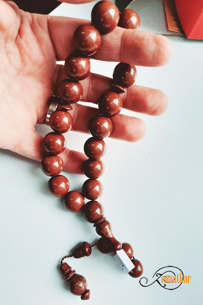 Küçük resim: 15mm Küre taneli Kahve Katalin  EFE BOY Kehribar Tesbih