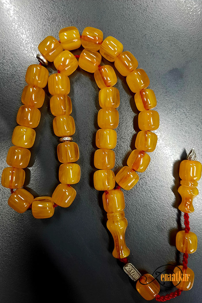 Küçük resim: 10,5mm tekerlek kesim Usta Mühürlü Sıkma Kehribar Tesbih