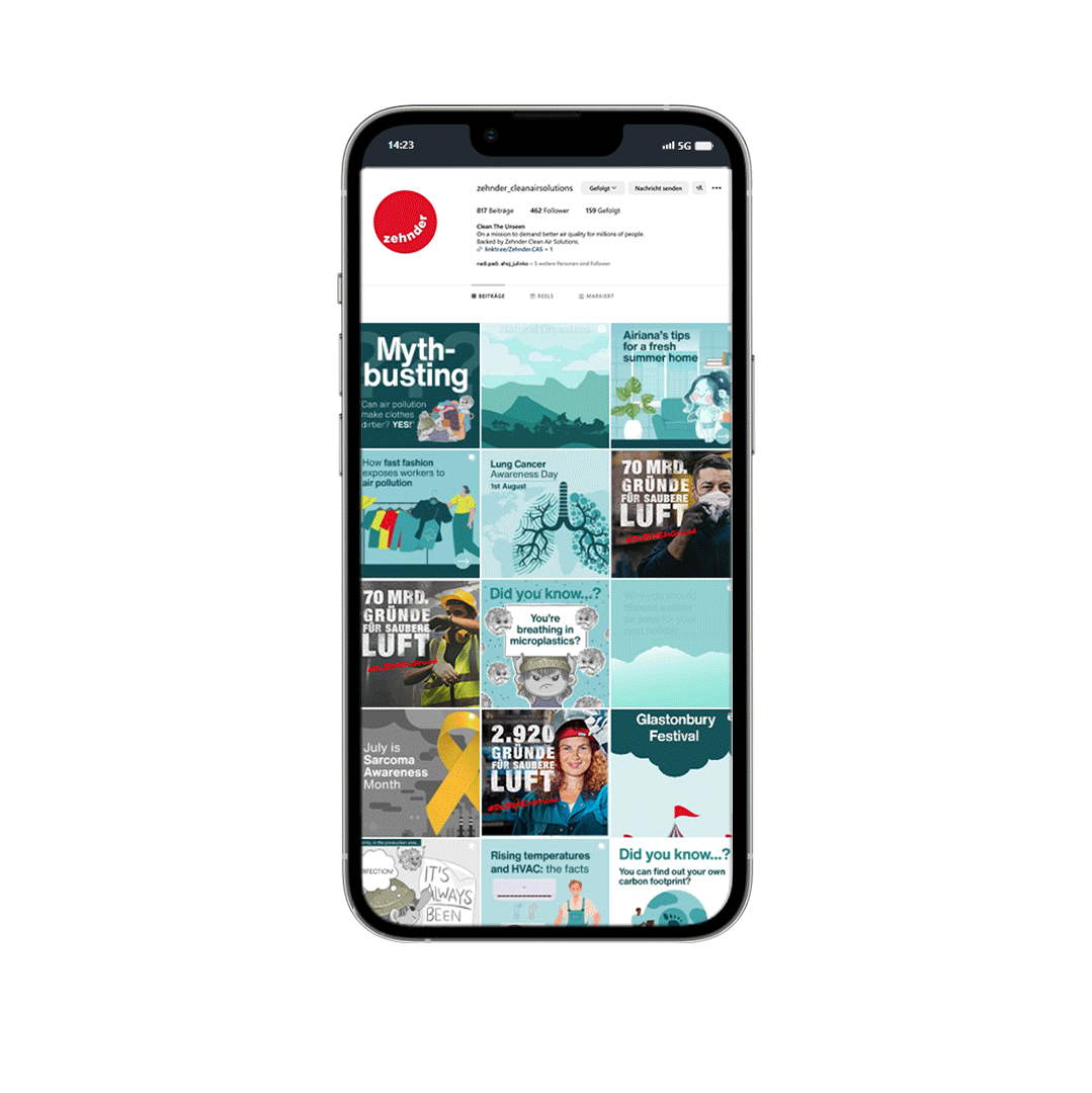 Smartphone_Instagram_Feed Überregionale Plaktkampagne Beispiel Awareness Kampagnenentwicklung Zehnder
