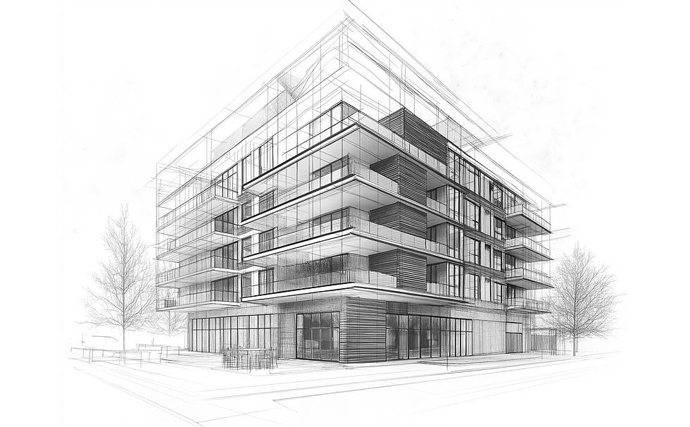 Architectural drawing of a modern buildin