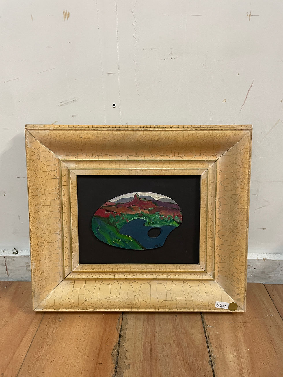 Thumbnail: Desert Landscape Painting on a Framed Artist's Palette