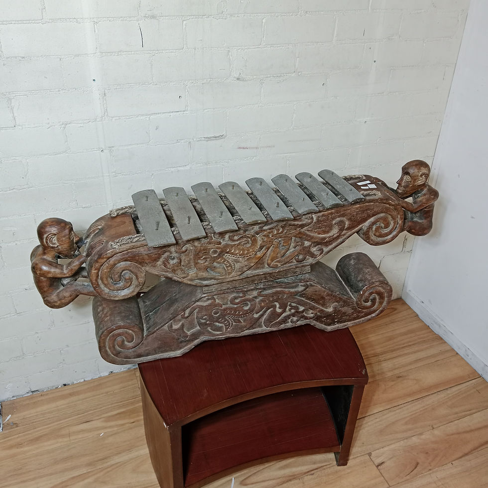 Thumbnail: Hand Carved Indonesian Style Music Instrument with Monkey Figures