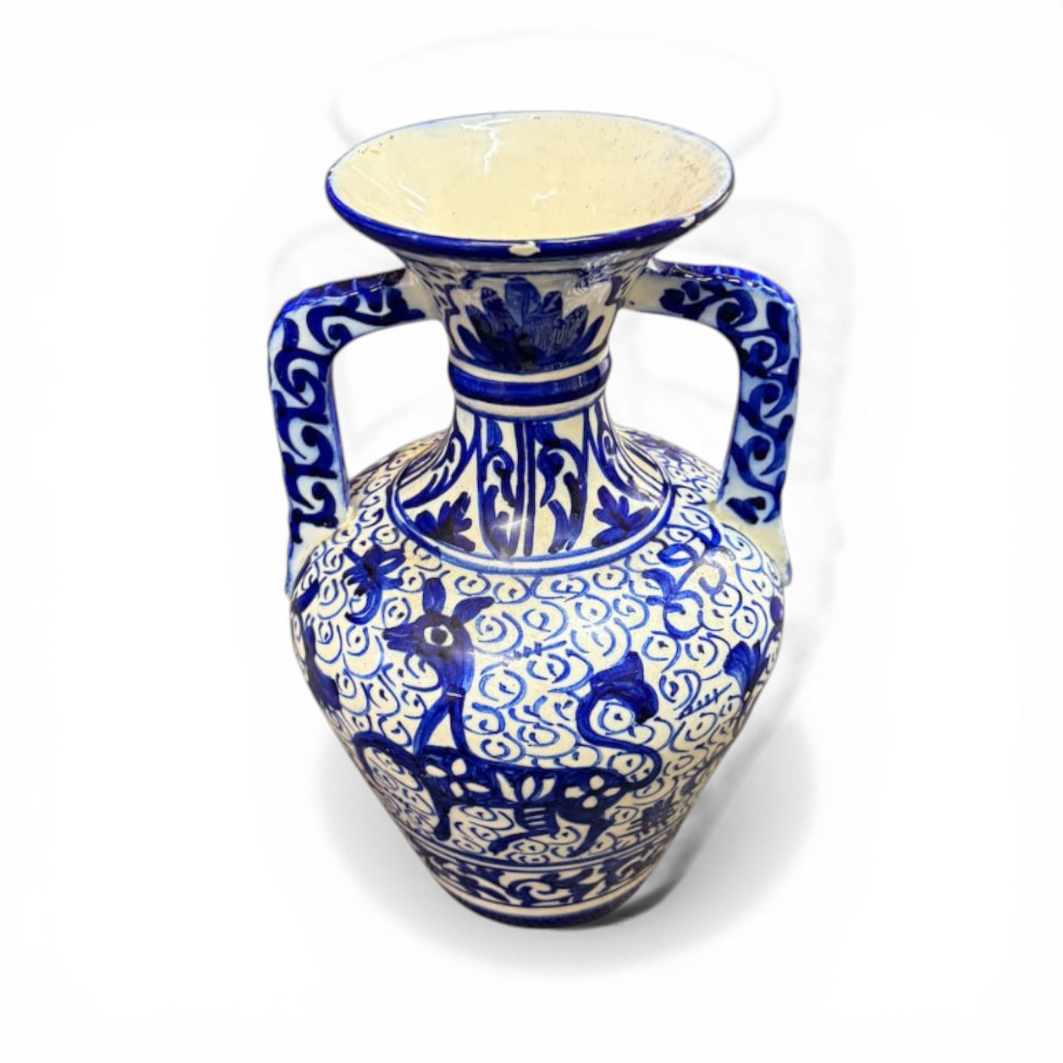 Elegant Blue and White Ceramic Vase
