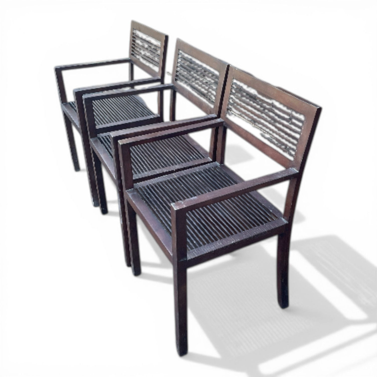 Set of 3 Timber Slat Chairs