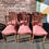 Thumbnail: Set of Six French Style Dining Chairs with Upholstered Striped Seats