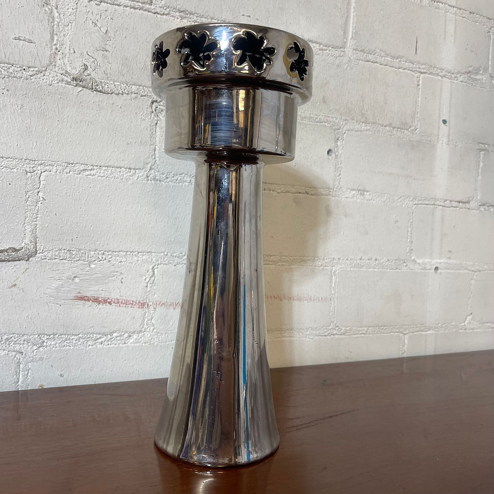 Thumbnail: Floral Cutout Silver Candle Holders