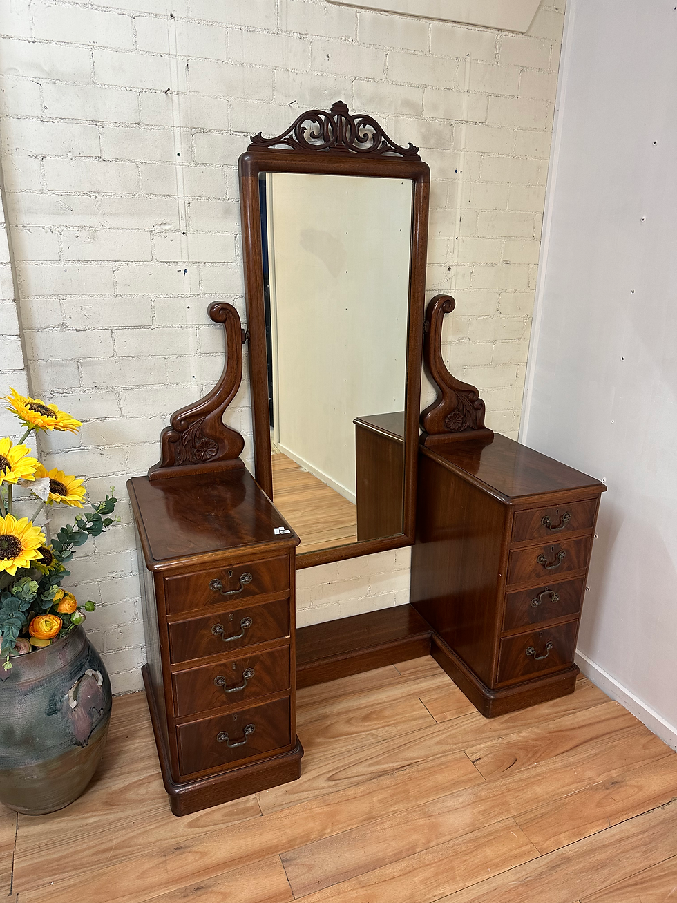 Thumbnail: Vintage Wooden Dressing Table with Mirror