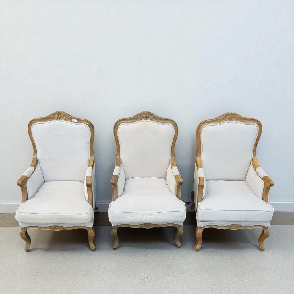 Louis 15th Style Oak Framed Bergeres Chairs