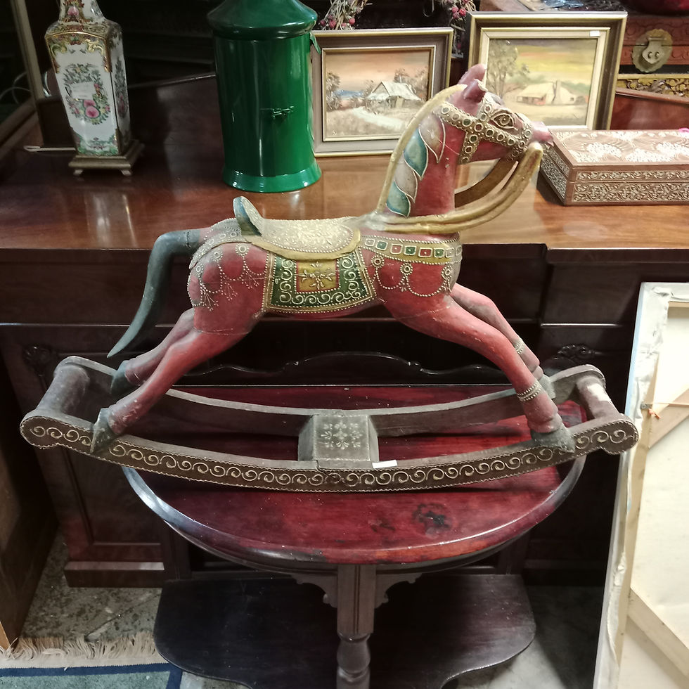 Thumbnail: Antique Hand-Carved Rocking Horse