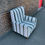 Thumbnail: Stylish Striped Wingback Armchair (Black, White & Grey)