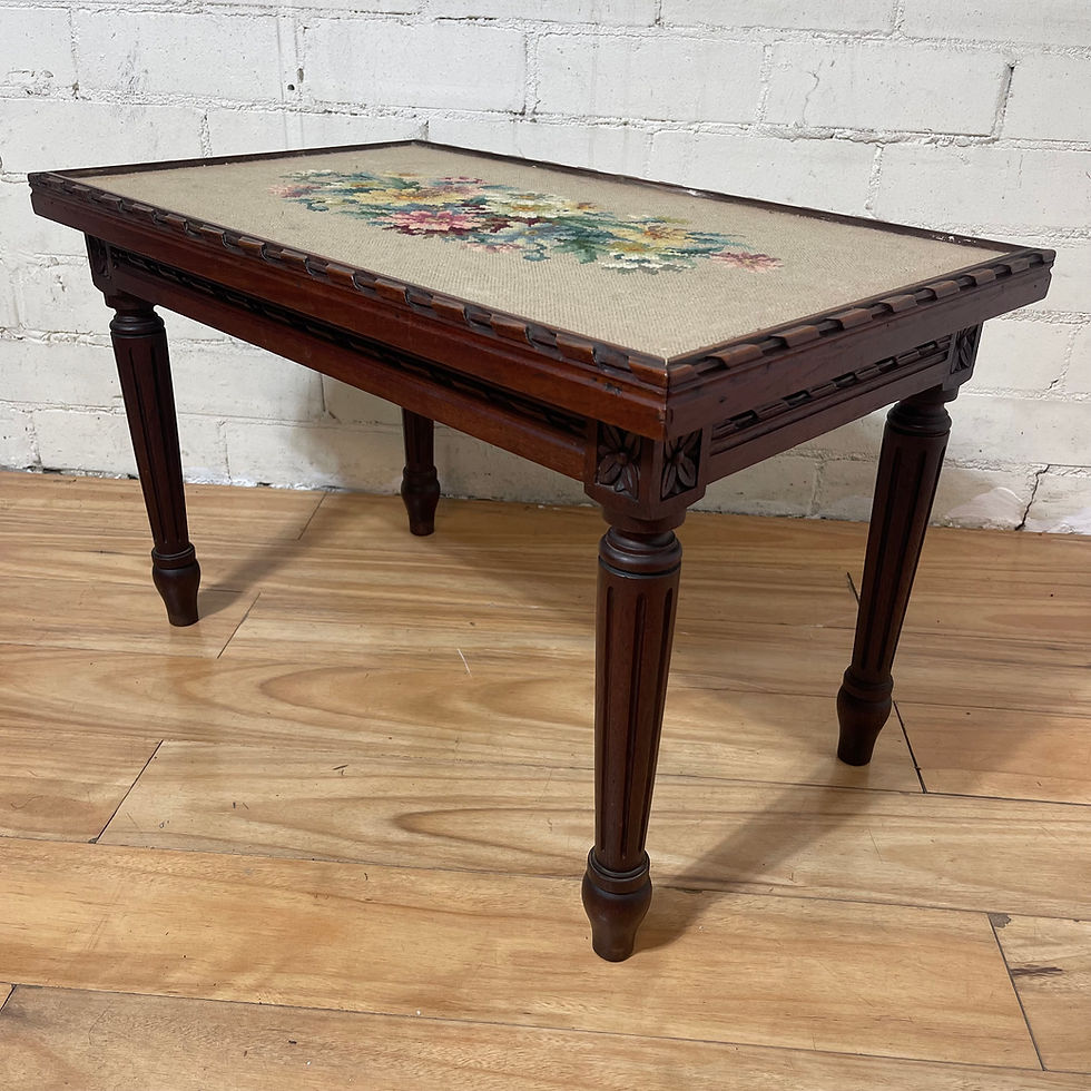Thumbnail: Vintage Needlepoint Tapestry Accent Table