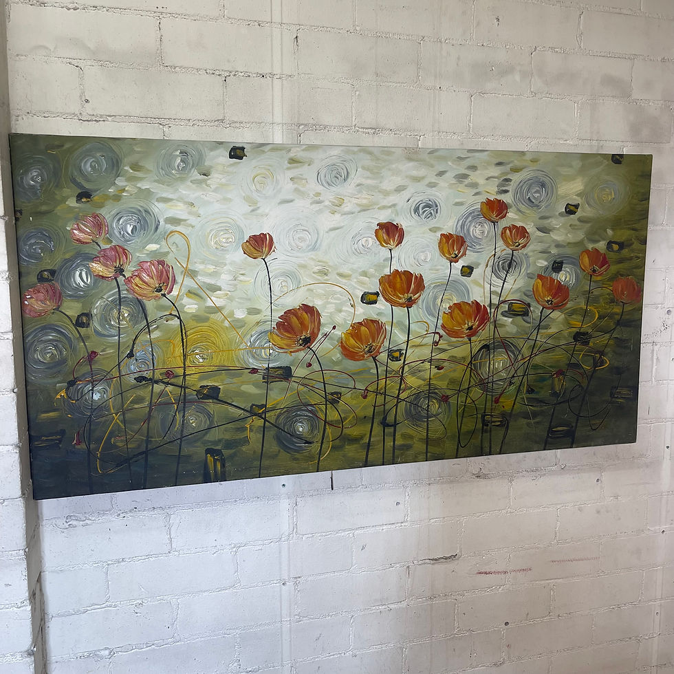 Thumbnail: Landscape Oil Painting of Stylised Poppies