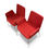 Thumbnail: Pair of Modern Red Fabric Armchairs with Chrome Legs