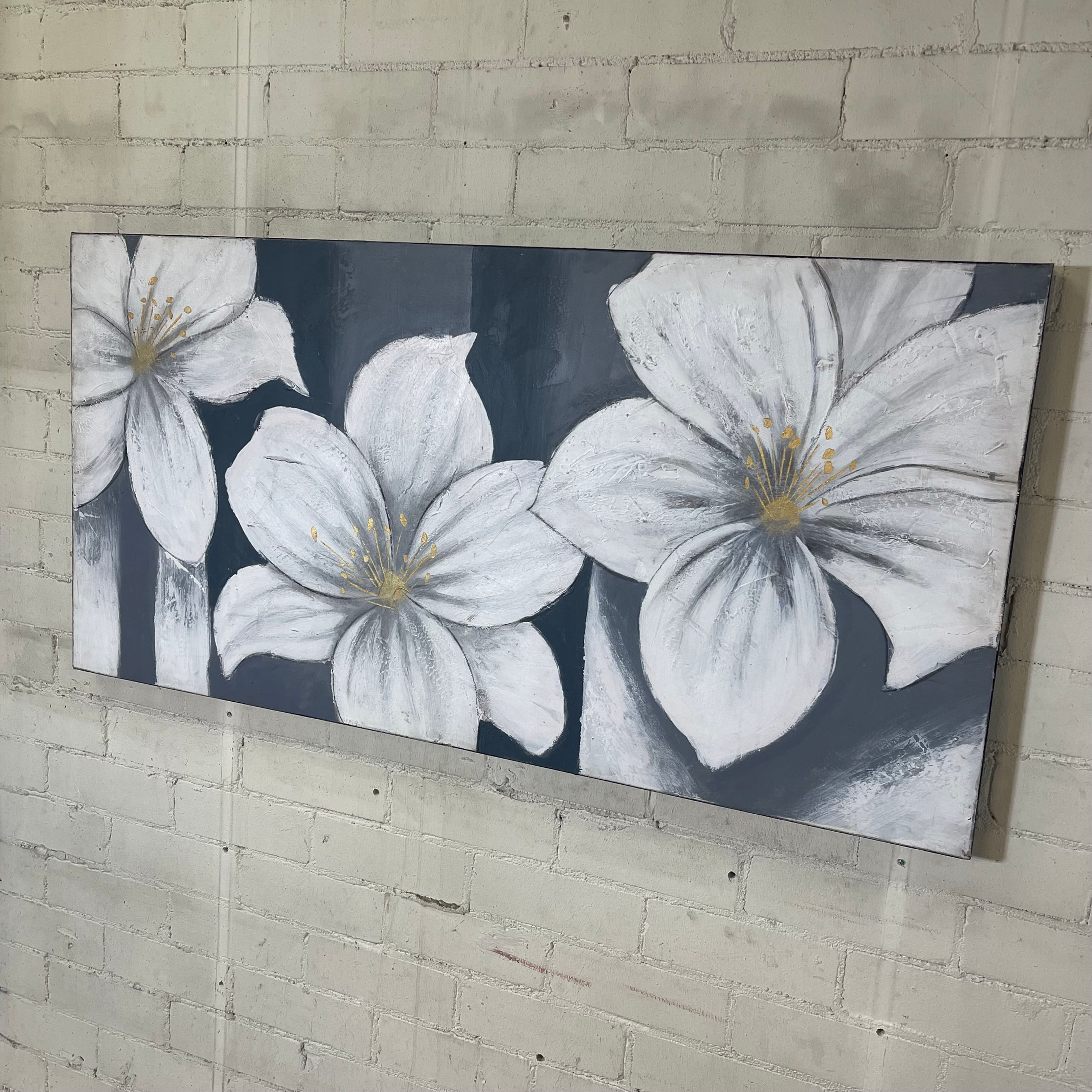 Floral Trio Landscape Oil on Canvas