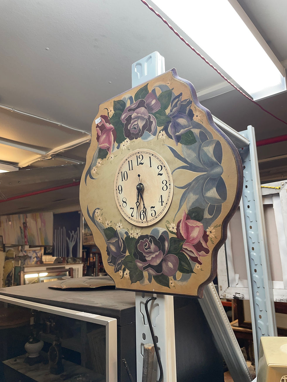 Thumbnail: Decorative Wall Clock With a Hand-Painted Floral Design
