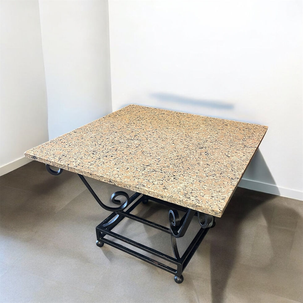 Square Granite Top Table with Cast Iron Base