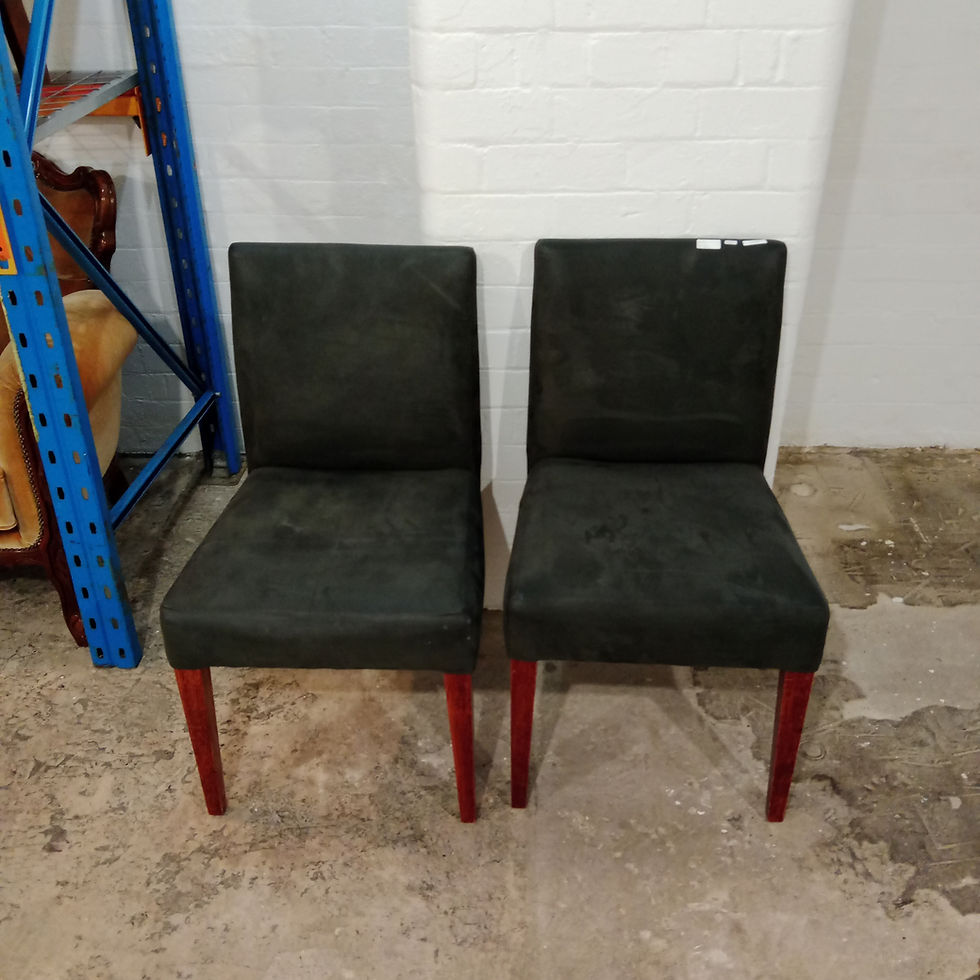 Thumbnail: A Pair of Charcoal Leather Chairs