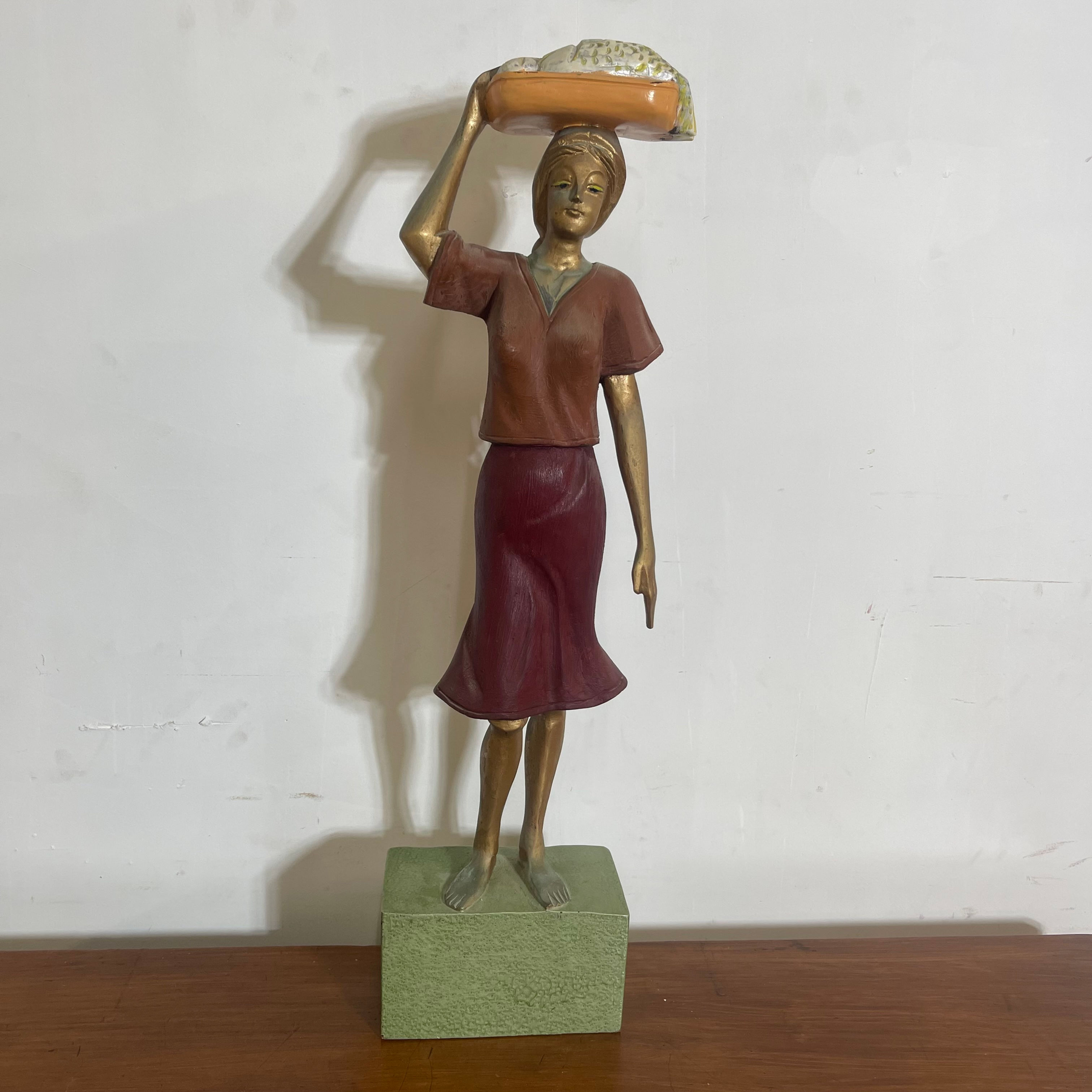 Hand Carved Wooden Statue of Golden Lady 
