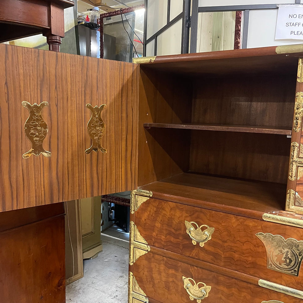 Thumbnail: Chinese Burlwood and Brass Chest of Drawers