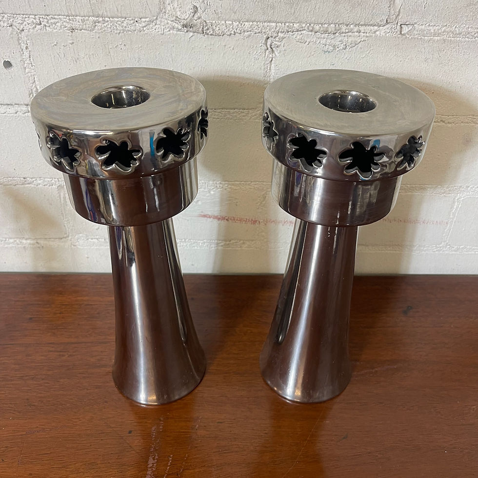 Thumbnail: Floral Cutout Silver Candle Holders