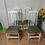 Thumbnail: Set of 4 White Wooden Dining Chairs with Upholstered Green Seats