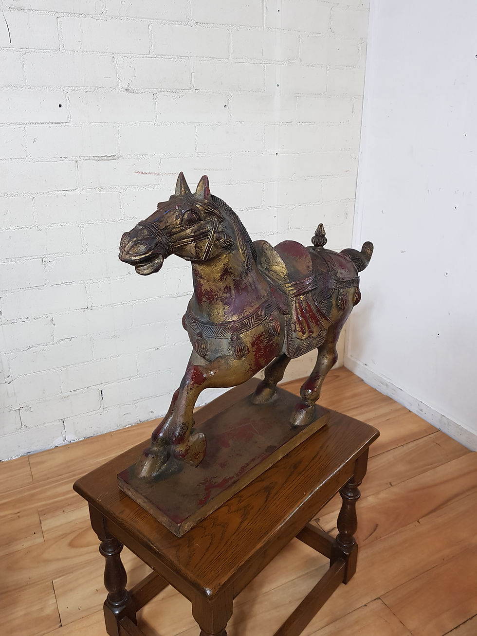 Thumbnail: Large Gold Wooden Figure Of A Horse 